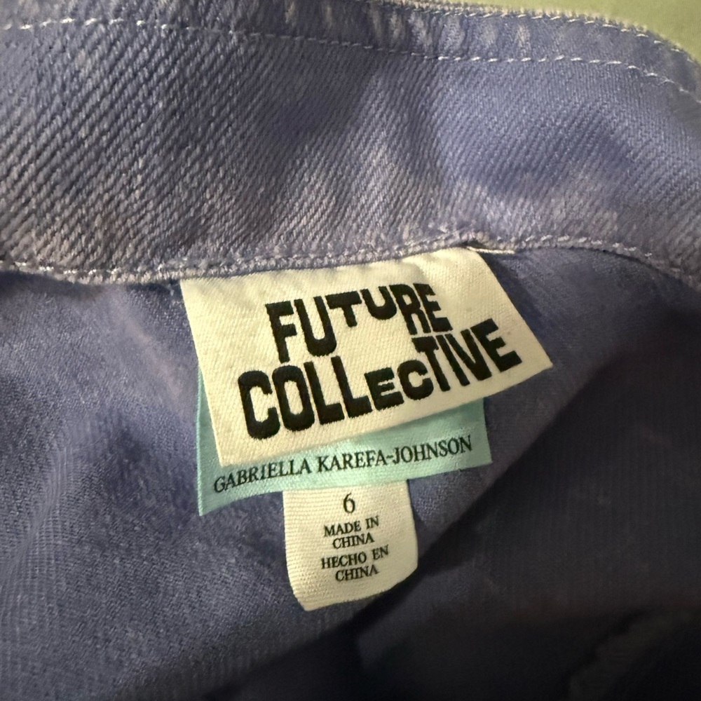 Future Collective Purple Denim Midi Dress Size 6 | Scoop Neck Front Slit - Picture 7 of 7